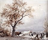 Barend Cornelis Koekkoek Cows In A Sunlit Meadow painting